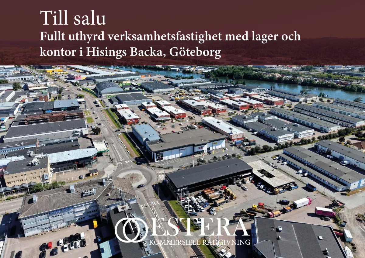 Fullt uthyrd verksamhetsfastighet med lager och kontor i Hisings Backa med direkt anslutning till E6